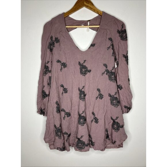 Free People Purple Gauze Dress Hippie Boho Women's Small Oversized Flowy READ - Picture 1 of 13